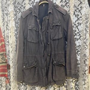 Free People Military distressed surplus cargo Jacket XS euc drawstring waist opt
